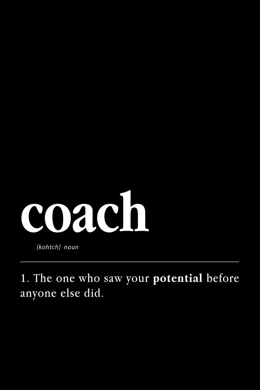 black-upclose Coach Definition Poster - minimalist running coach gift, closeup detail