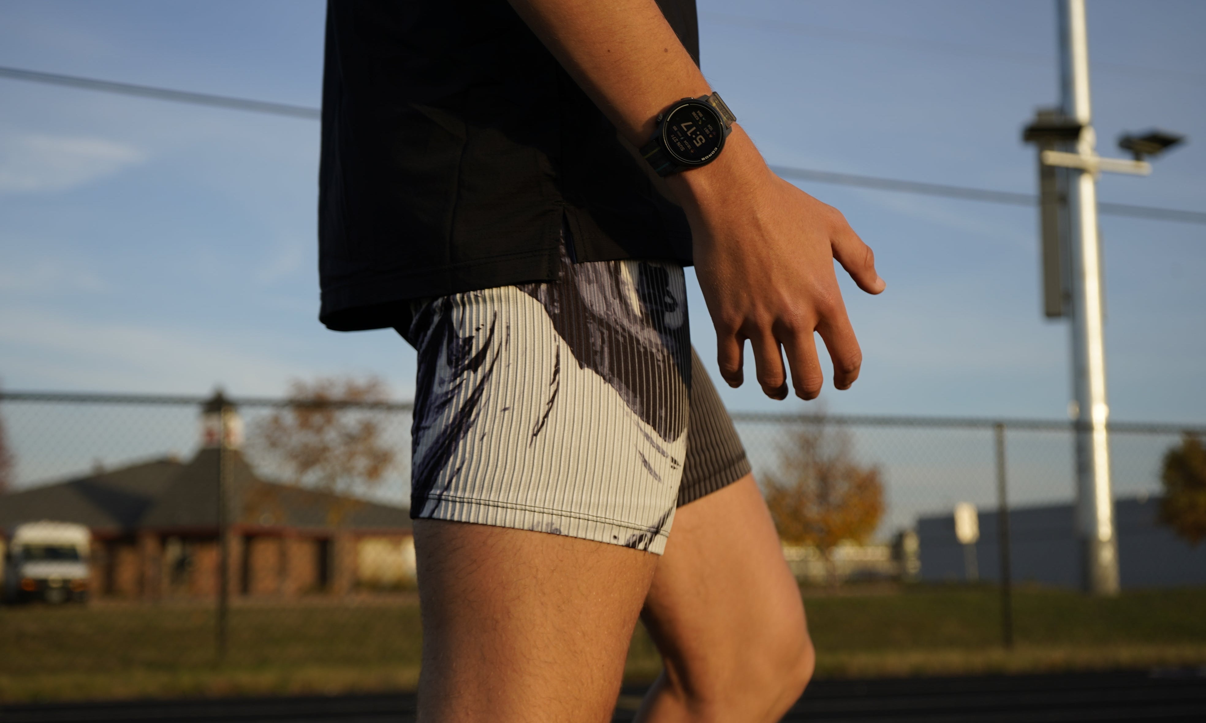 Runner in split shorts on a track