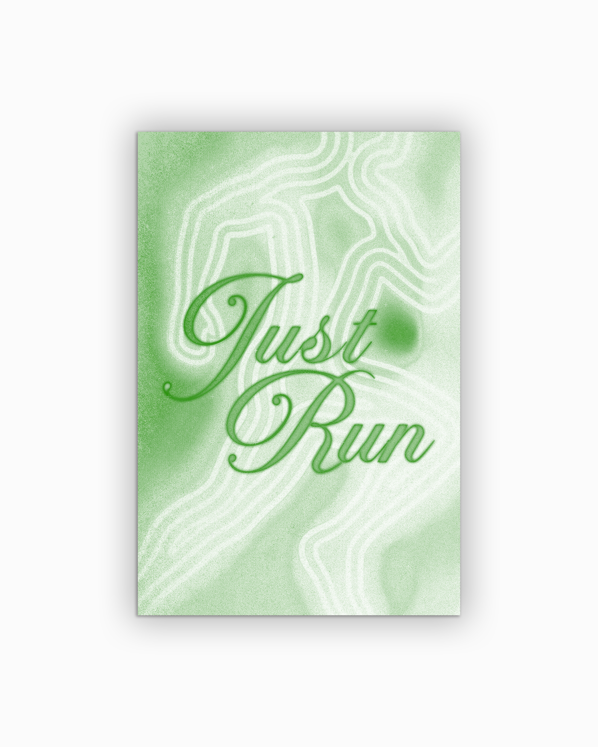 green-1 Just Run Poster - Running Wall Art on semi-gloss paper