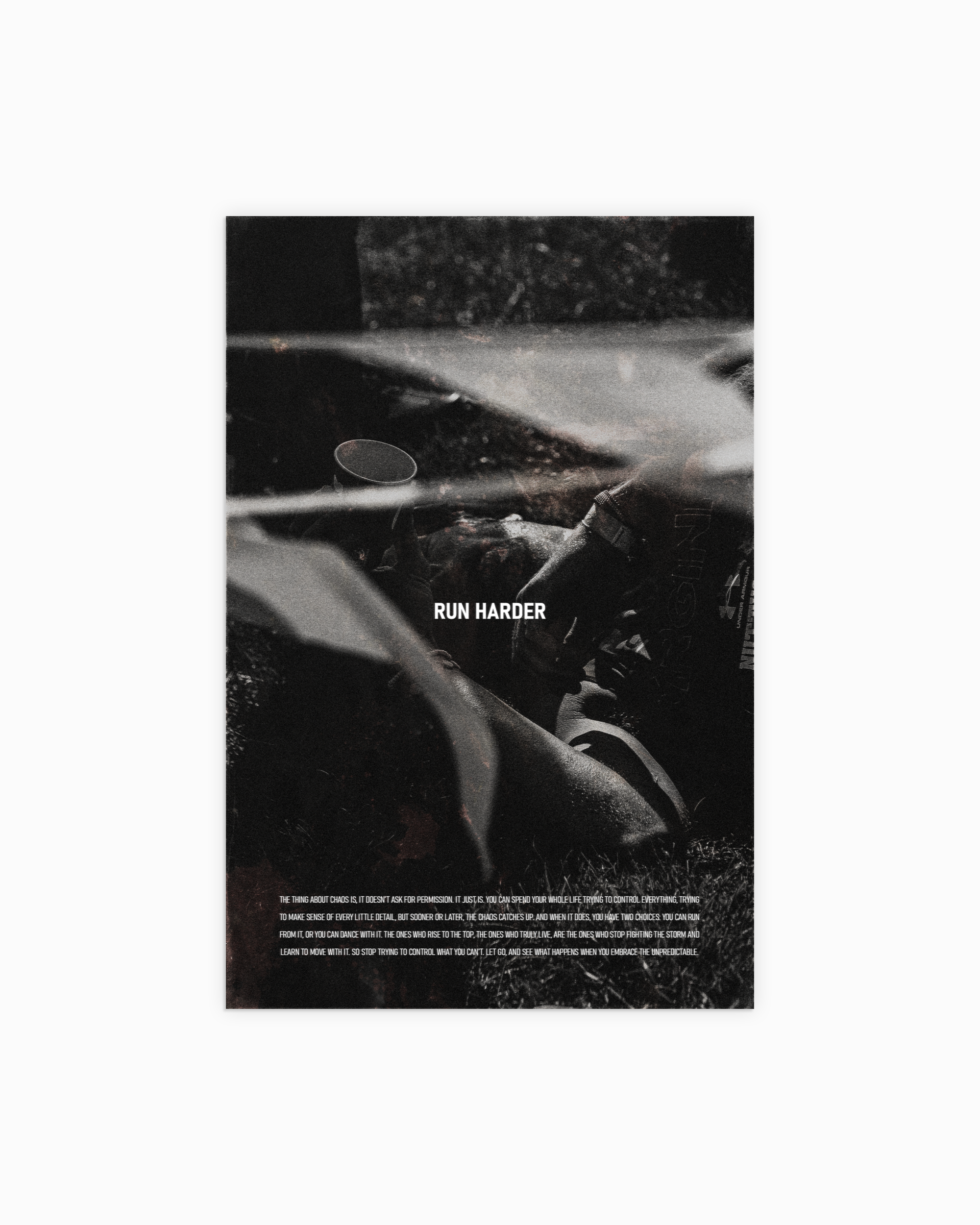 black-1 Run Harder Poster - Storm Quote Running Art on semi-gloss paper
