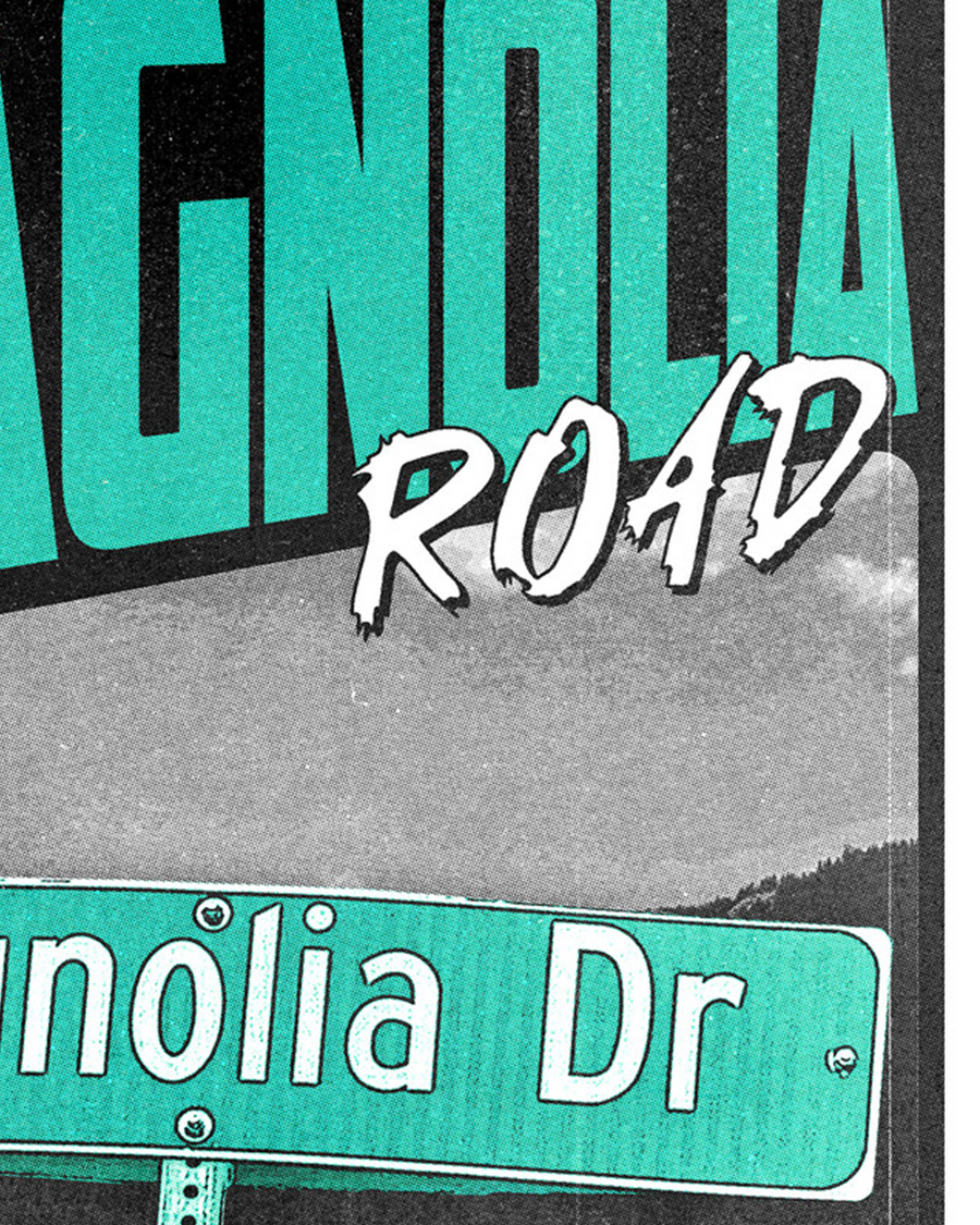 green-2 Magnolia Drive Poster - Retro Running Art alternate view, running wall art