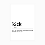 white-1 Kick Definition Poster - minimalist track and cross country wall art, on semi-gloss paper
