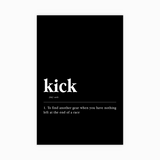 black-1 Kick Definition Poster - minimalist track and cross country wall art, on semi-gloss paper