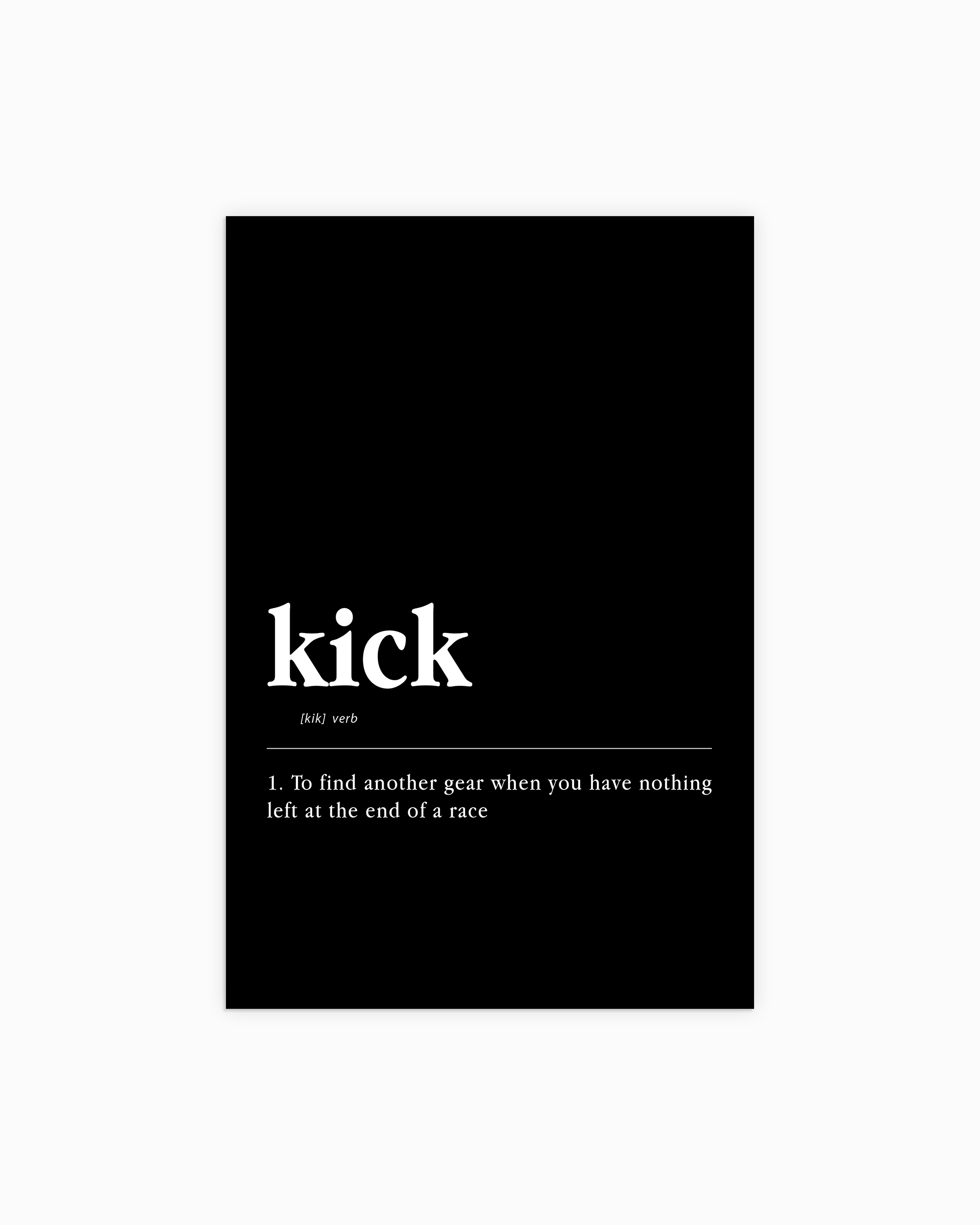 black-1 Kick Definition Poster - minimalist track and cross country wall art, on semi-gloss paper