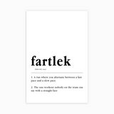 white-1 Fartlek Definition Poster - funny running wall art, on semi-gloss paper