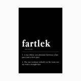 black-1 Fartlek Definition Poster - funny running wall art, on semi-gloss paper