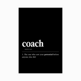 black-1 Coach Definition Poster - minimalist running coach gift, on semi-gloss paper