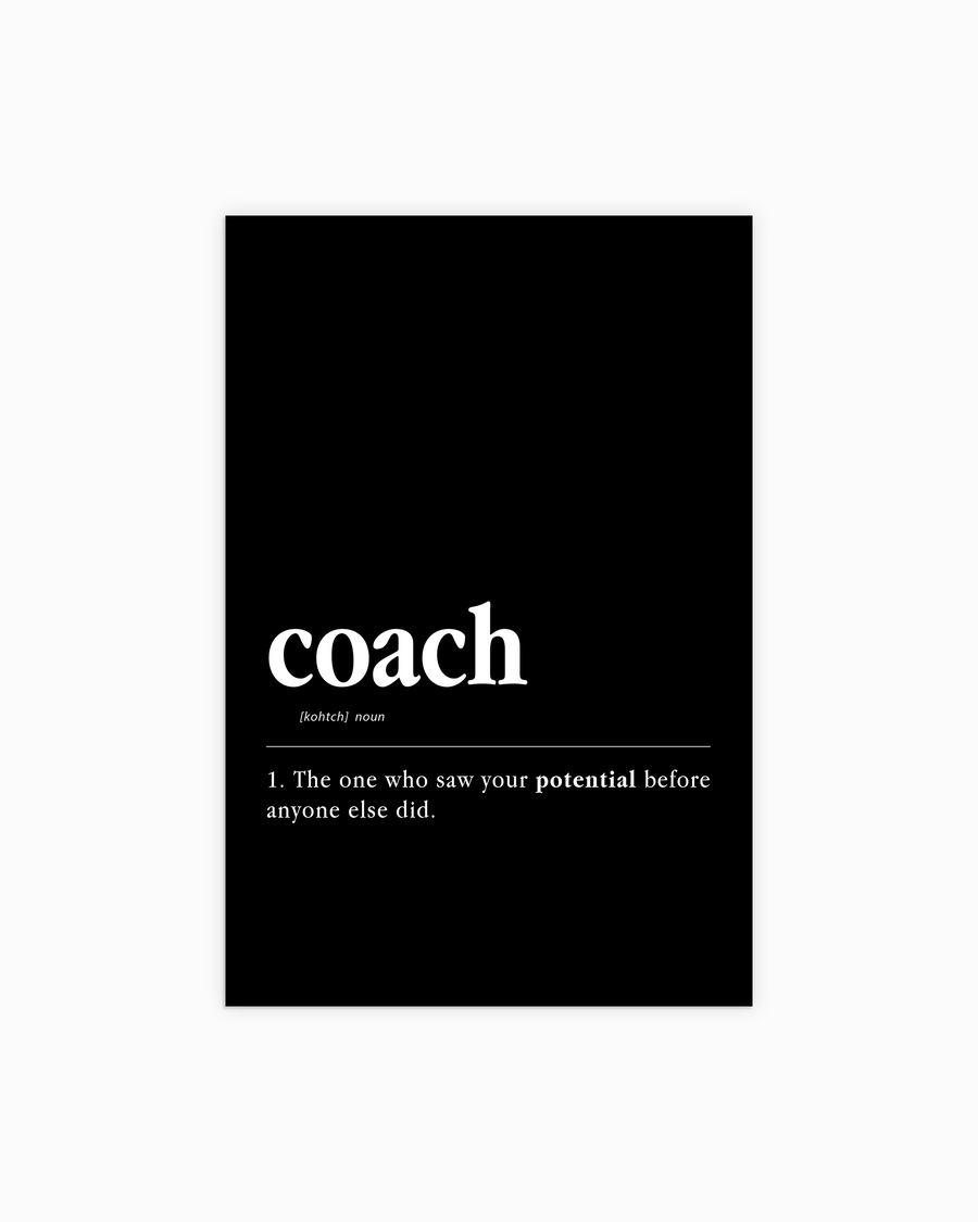 black-1 Coach Definition Poster - minimalist running coach gift, on semi-gloss paper
