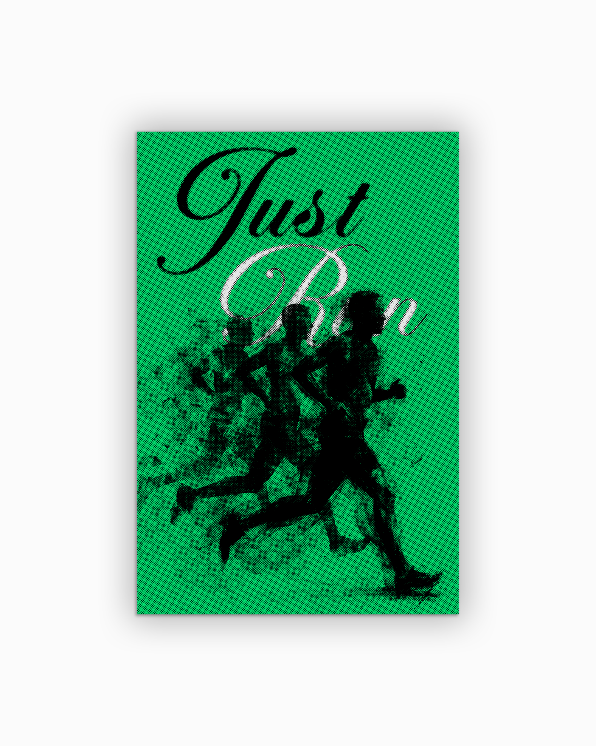 green-1 Just Run - Minimalist Running Poster on semi-gloss paper