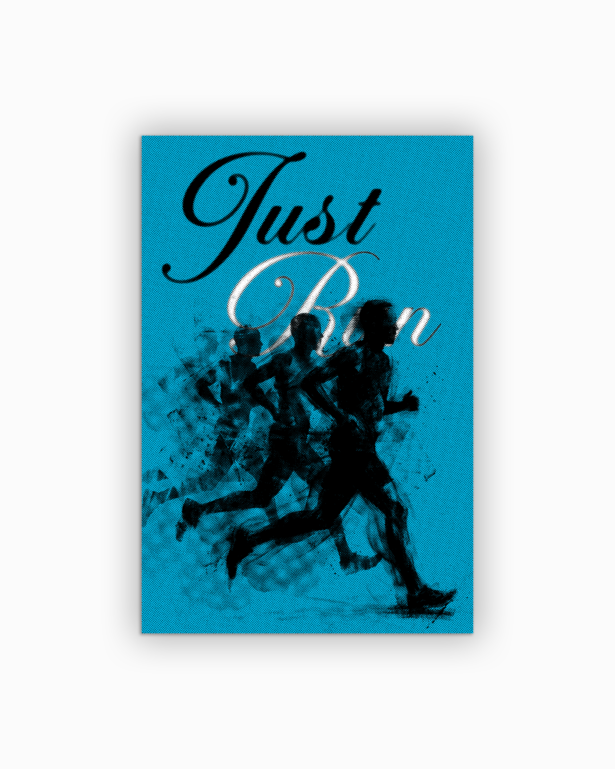blue-1 Just Run - Minimalist Running Poster on semi-gloss paper