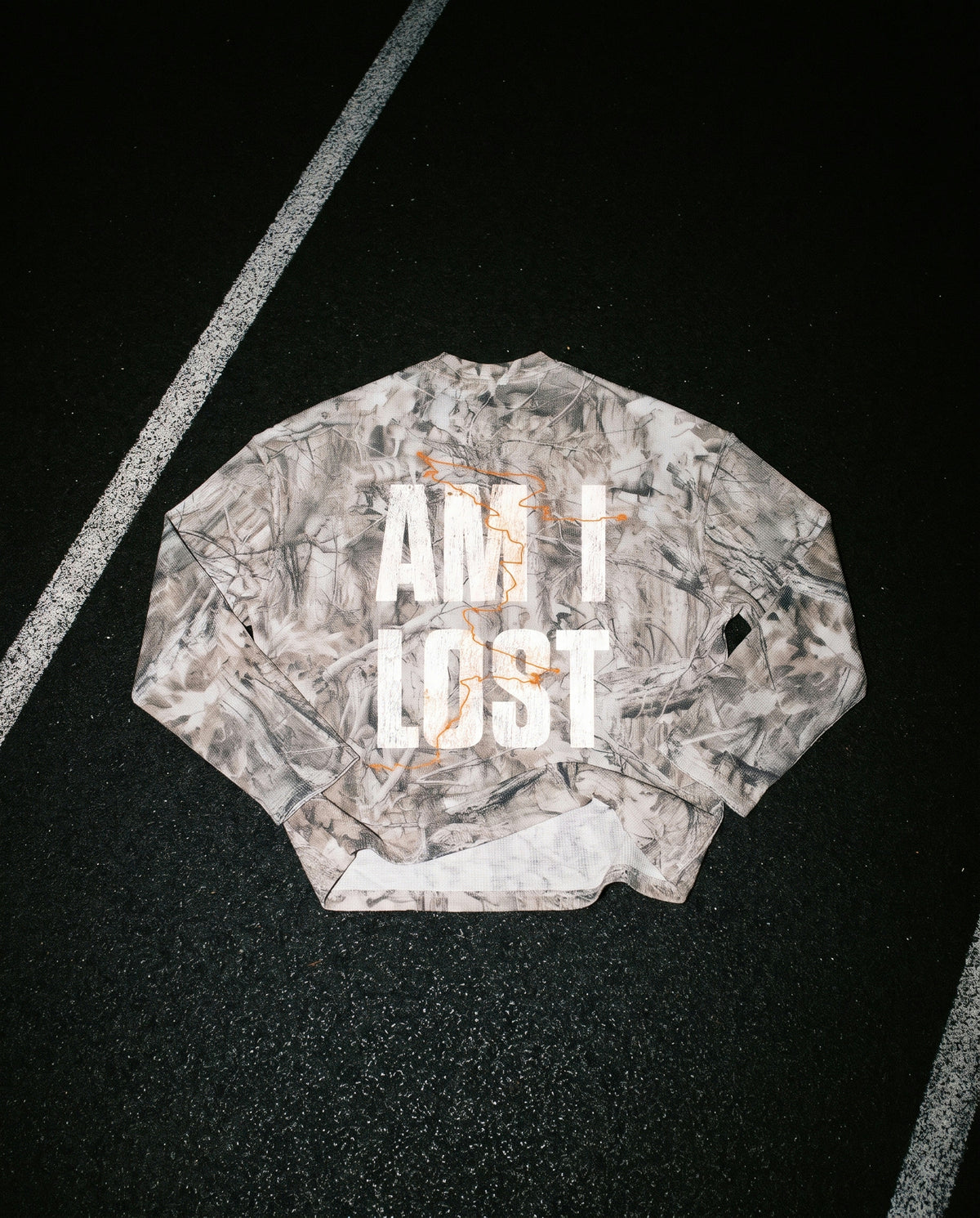 Waffle Long Sleeve in Camo, flat lay