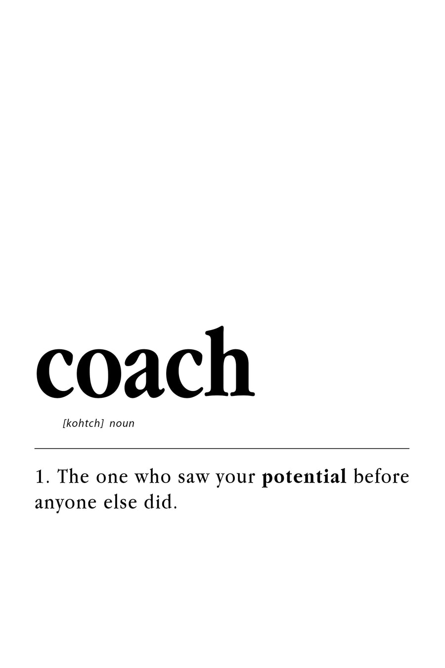 white-upclose Coach Definition Poster - minimalist running coach gift, closeup detail