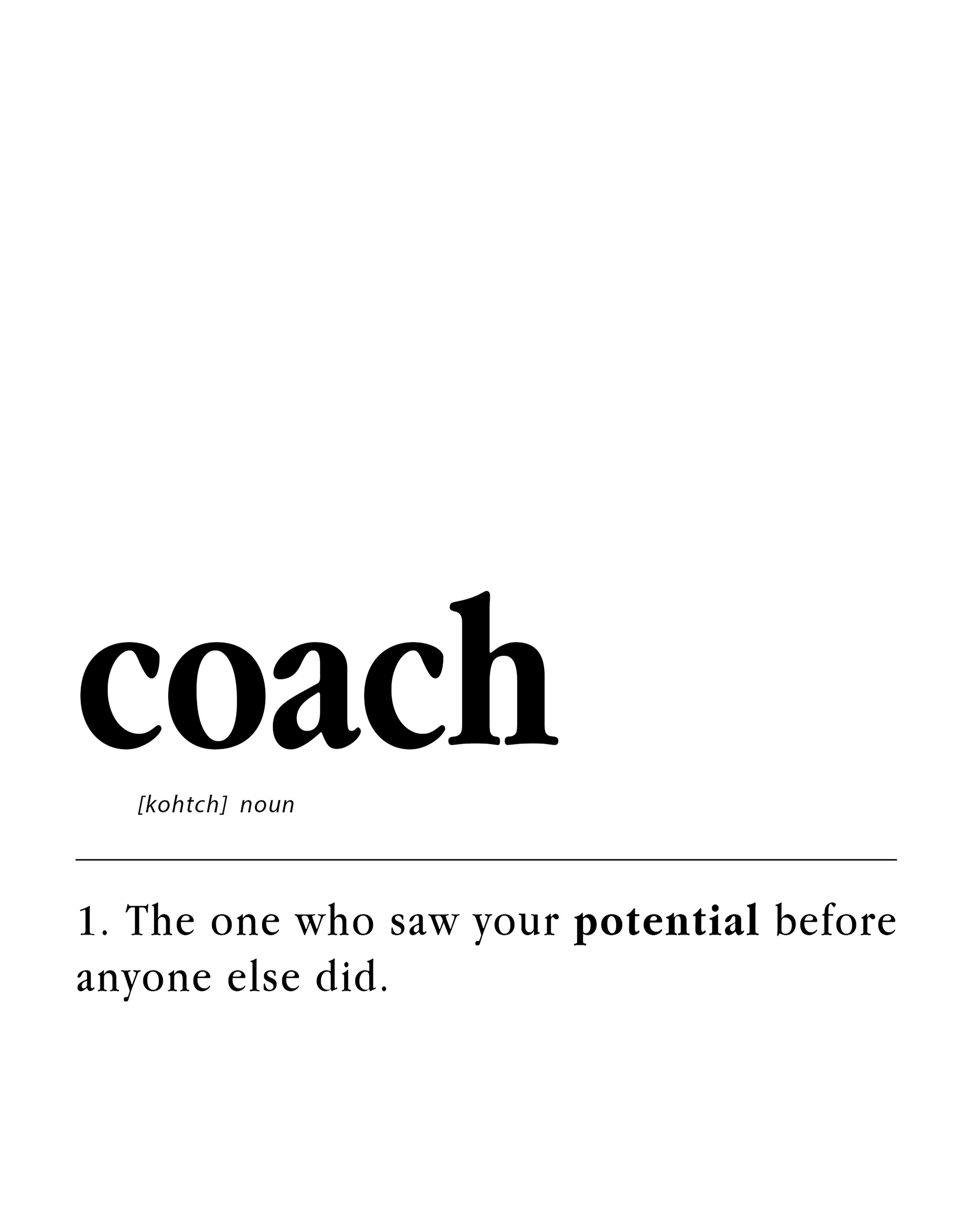 white-2 Coach Definition Poster - minimalist running coach gift, on semi-gloss paper