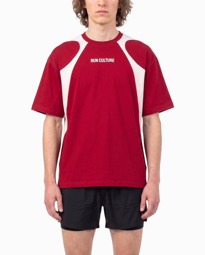 Contrast Panel T-Shirt in Red
