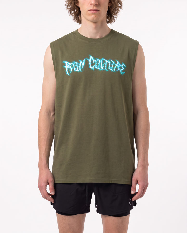 Run Faster Muscle Tank in Army Green
