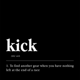 black-2 Kick Definition Poster - minimalist track and cross country wall art, on semi-gloss paper