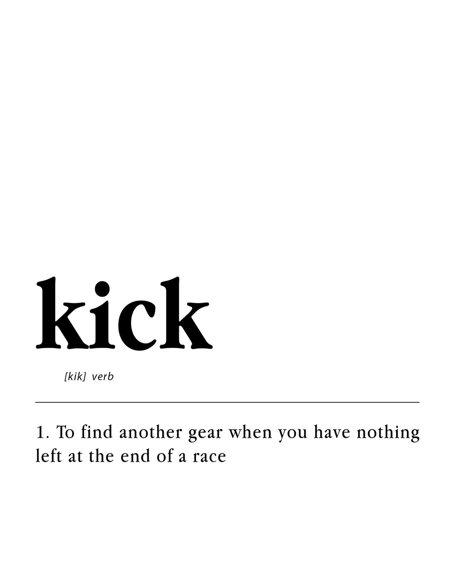 white-2 Kick Definition Poster - minimalist track and cross country wall art, on semi-gloss paper